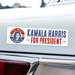 Kamala Harris President 2024 Demokrat Photo Retro Bildekal