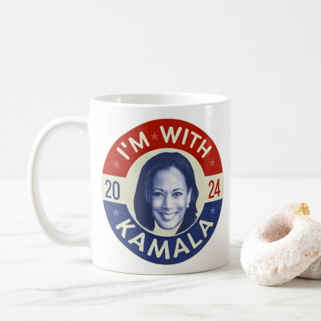 Kamala Harris President 2024 Demokrat Photo Retro Kaffemugg (Med munk)