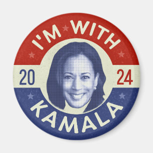 Kamala Harris President 2024 Demokrat Photo Retro Magnet