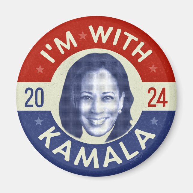 Kamala Harris President 2024 Demokrat Photo Retro Magnet (Framsidan)