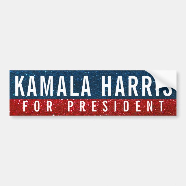 Kamala Harris President 2024 Val Glitter Bildekal (Framsidan)