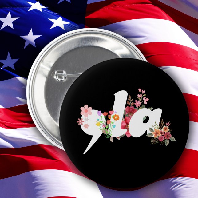 Kamala Harris President Flowers - Comma la Blommig Knapp (Skapare uppladdad)