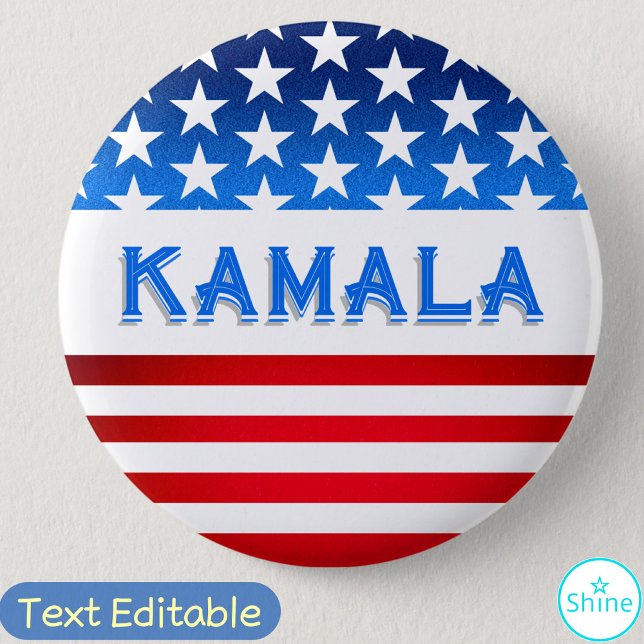 Kamala Harris President Kampanj American Flagga Knapp (Skapare uppladdad)