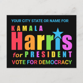 Kamala Harris Pride 2024 Demokratiövervakare Party Vykort