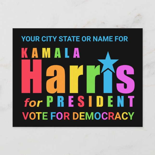 Kamala Harris Pride 2024 Demokratiövervakare Party Vykort (Framsida)