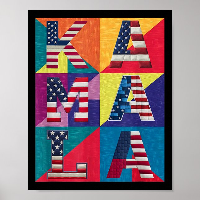 Kamala Harris Quilted visar ditt stöd för Harris Poster (Framsidan)