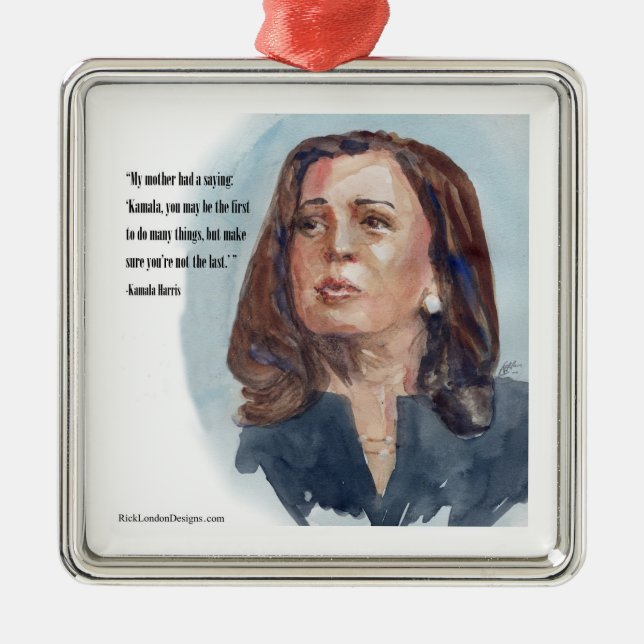 Kamala Harris & Quote Julgransprydnad Metall (Framsidan)