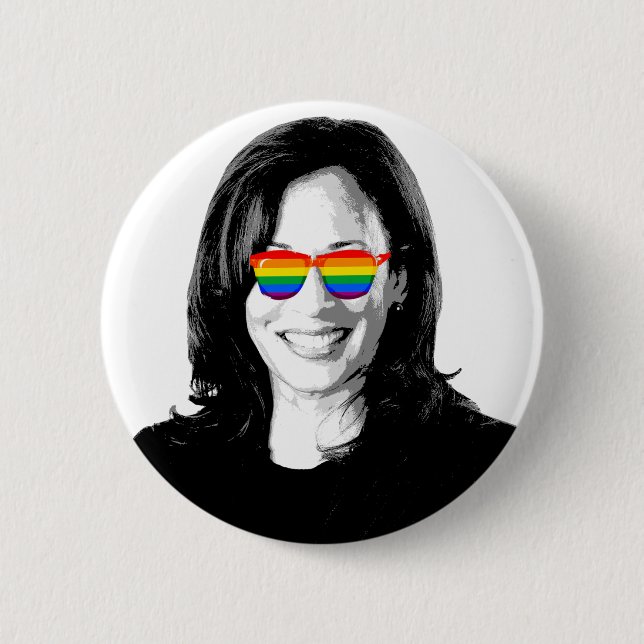 Kamala Harris Rainbow Sunglasses Coffee Mugg Knapp (Framsida)