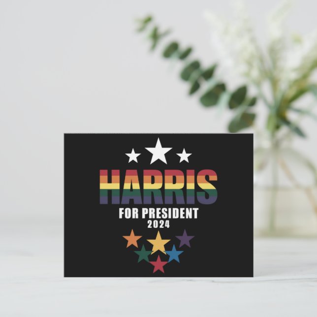 Kamala Harris Regnbåge HBTQ Pride Val 2024 Vykort (Stående Fram)