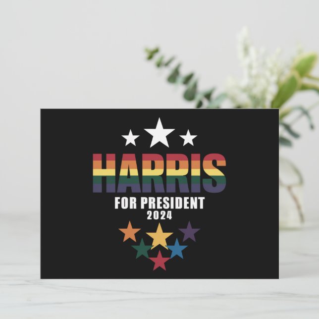 Kamala Harris regnbåge HBTQ Pride-valet 2024 Inbjudningar (Stående Fram)