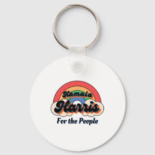 Kamala Harris Retro Rainbow Design Nyckelring