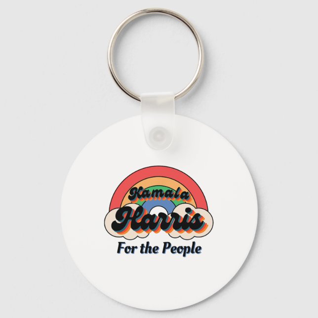Kamala Harris Retro Rainbow Design Nyckelring (Framsida)
