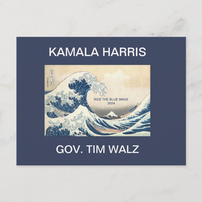 KAMALA HARRIS RIDE THE BLUE WAVE 2024 VYKORT (Framsida)
