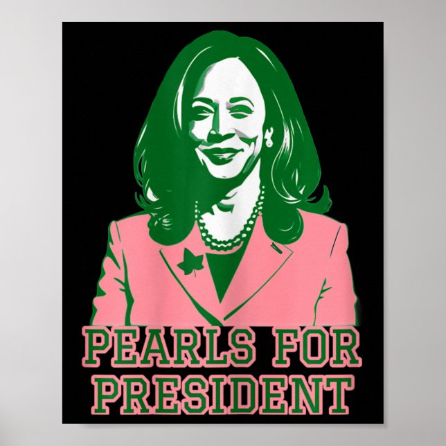 Kamala Harris Rosa &amp; Grönt Presidenten Springa Poster (Framsidan)