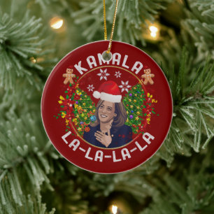 Kamala Harris Santa Hat jul Julgransprydnad Keramik