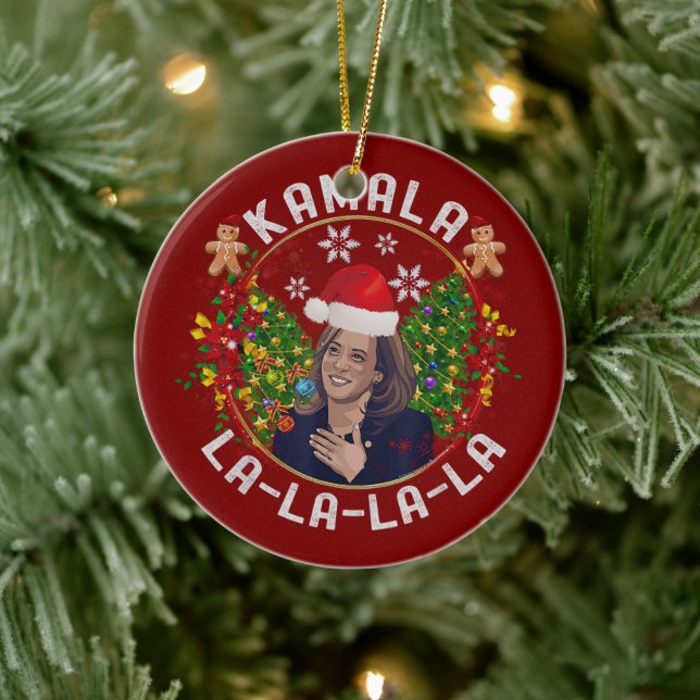 Kamala Harris Santa Hat jul Julgransprydnad Keramik (Träd)
