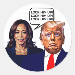Kamala Harris Says Lock Trump Runt Klistermärke