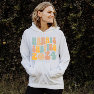 Kamala Harris Shapiro Vågig Text Retro Trendig Hoodie