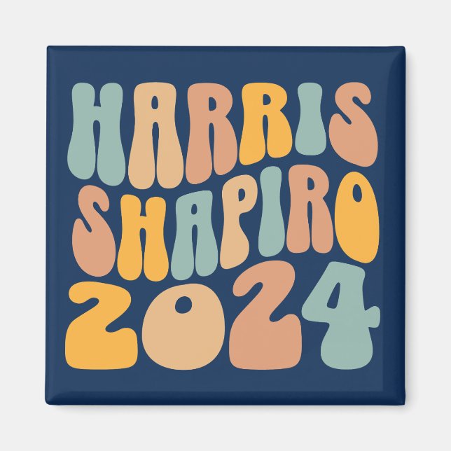 Kamala Harris Shapiro Vågigt Trendiget Text Retro Magnet (Framsidan)