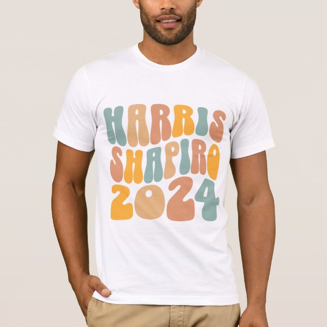 Kamala Harris Shapiro Vågigt Trendiget Text Retro T Shirt (Framsida)