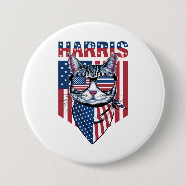 Kamala Harris som president 2024 Rolig katt  Knapp (Framsida)