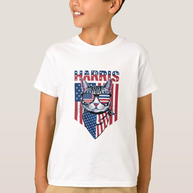 Kamala Harris som president 2024 Rolig Katt  T Shirt (Framsida)