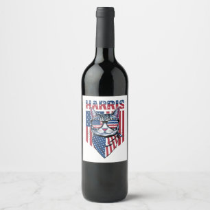 Kamala Harris som president 2024 Rolig katt Vinflaska Etikett
