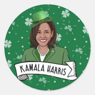 Kamala Harris St. Patrick's Day Runt Klistermärke