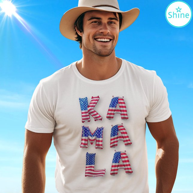 Kamala Harris Supporter USA flagga Balloon Alphabe T Shirt (Skapare uppladdad)