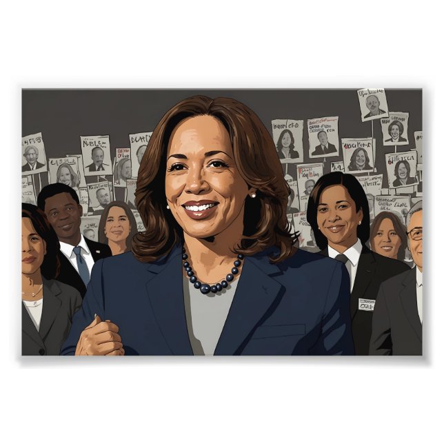 Kamala Harris Tecknad Fototryck (Framsidan)