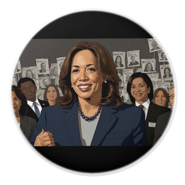 Kamala Harris Tecknad Knopp (Framsidan)