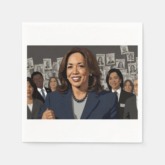 Kamala Harris Tecknad Pappersservett (Framsidan)