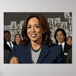 Kamala Harris Tecknad Poster