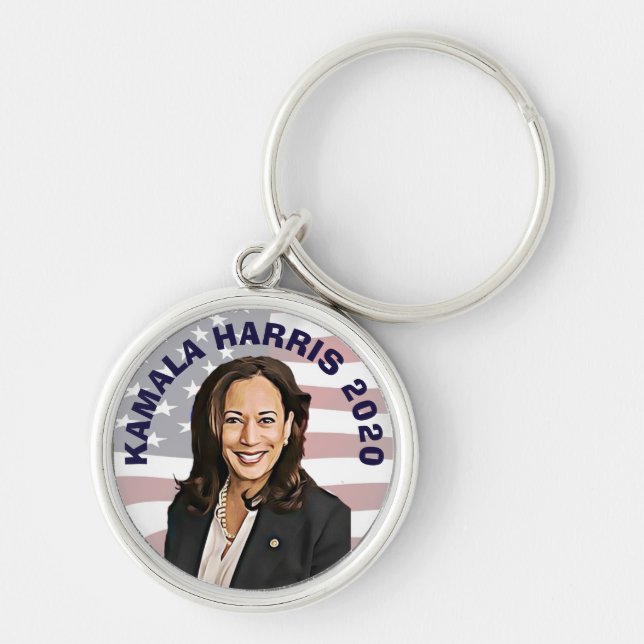 Kamala Harris till president 2020 Rund Silverfärgad Nyckelring (Framsidan)