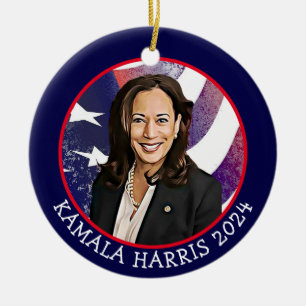Kamala Harris till president 2024 Julgransprydnad Keramik
