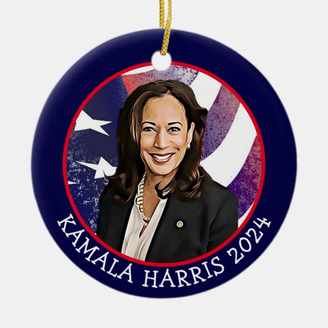 Kamala Harris till president 2024 Julgransprydnad Keramik (Framsidan)