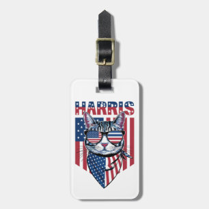 Kamala Harris till president 2024 Rolig katt Bagagebricka