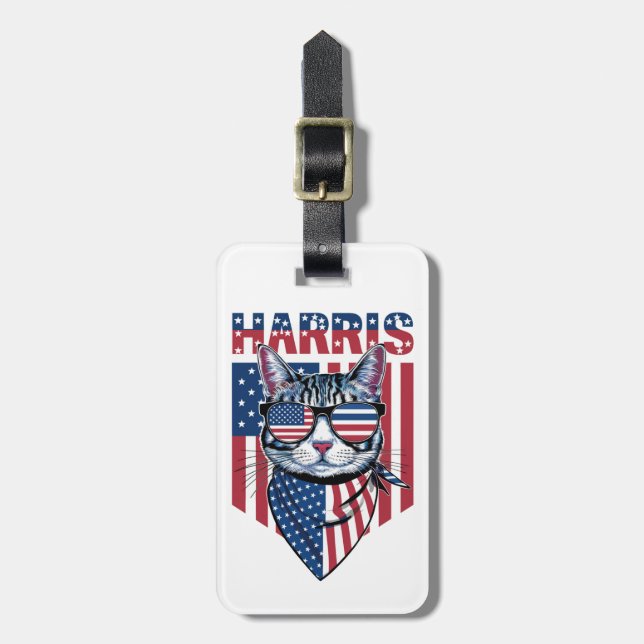 Kamala Harris till president 2024 Rolig katt  Bagagebricka (Vertikal Framsida)