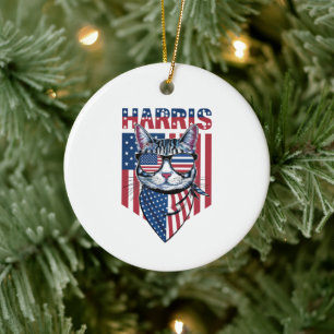 Kamala Harris till president 2024 Rolig katt  Julgransprydnad Keramik