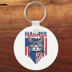 Kamala Harris till president 2024 Rolig katt Nyckelring