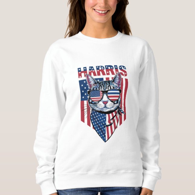 Kamala Harris till president 2024 Rolig katt  T Shirt (Framsida)