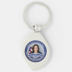 Kamala Harris till president 2024 Swirl Silverfärgad Nyckelring