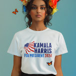 Kamala Harris till president 2024 T Shirt<br><div class="desc">Kamala Harris (2024 års president) Röd,  vit och blå design för en patriotisk demokrat som röstar i presidentvalet.</div>