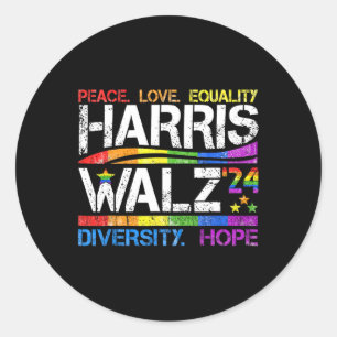 Kamala Harris Tim W 2024 Peace Lgbt Harris W Waltz Runt Klistermärke