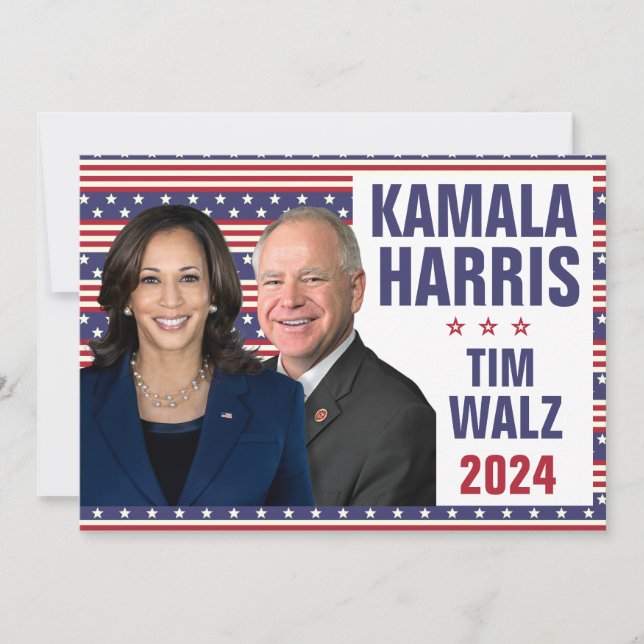 Kamala Harris Tim Walz 2024 President Vice Photos Inbjudningar (Framsida)