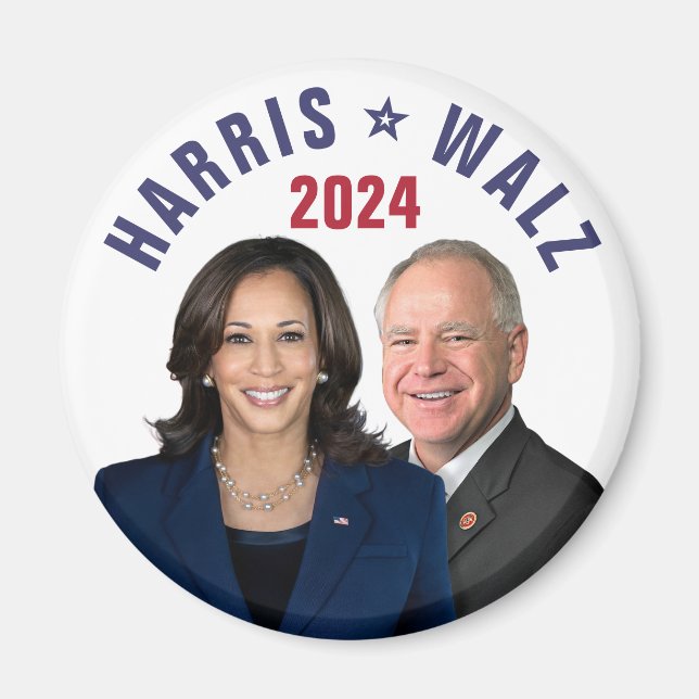 Kamala Harris Tim Walz 2024 President Vice Photos Magnet (Framsidan)