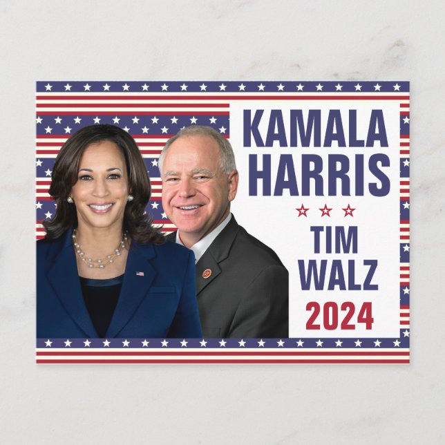 Kamala Harris Tim Walz 2024 President Vice Photos Vykort (Framsida)