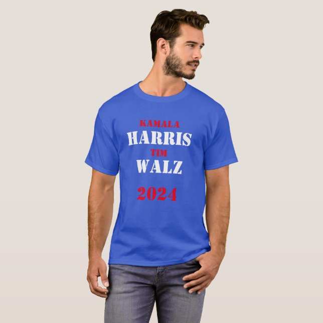 Kamala Harris Tim Walz 2024 T Shirt (Hel framsida)