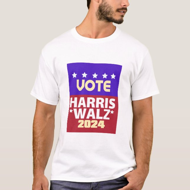 Kamala Harris Tim Walz 2024 T Shirt (Framsida)