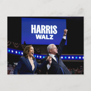 Kamala Harris Tim Walz banner Vykort